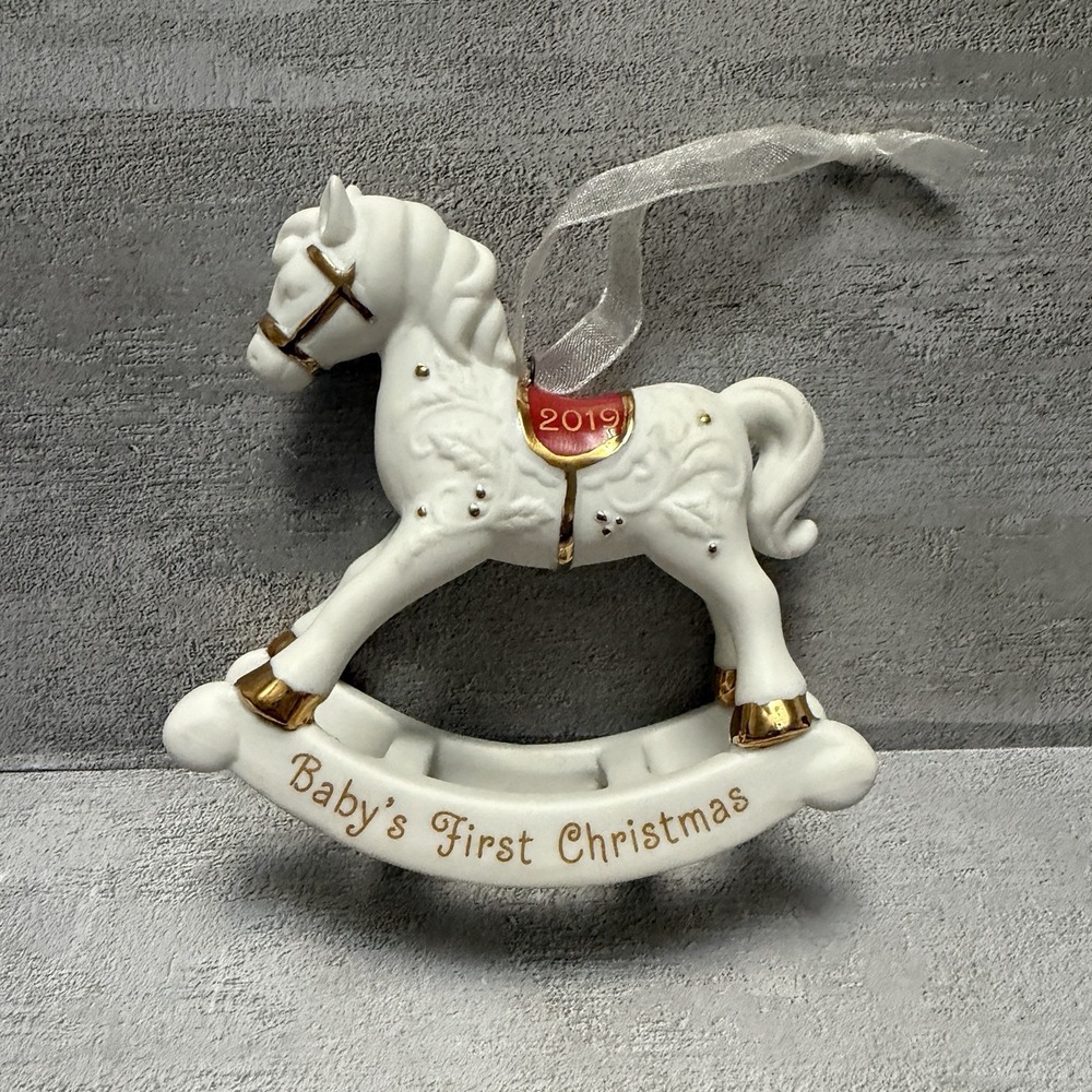 Hallmark Keepsake 2019 Baby's First Christmas Rocking Horse Porcelain Ornament - Picture 1 of 4